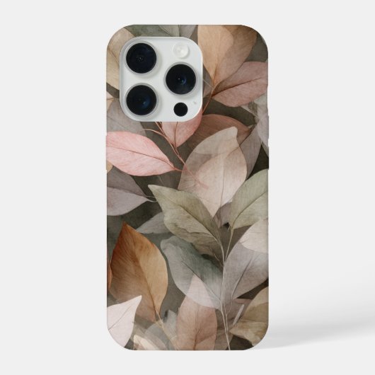 Dark Boho Botanical Leaf Neutral abstract iPhone Hoesje (Achterkant)