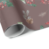 Dark Boho Chic Foliage vakantieseizoen Cadeaupapier (Rol Hoek)