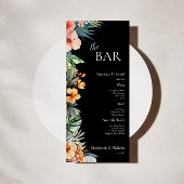 Dark Boho Tropical Floral Wedding Bar Menu
