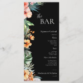 Dark Boho Tropical Floral Wedding Bar Menu (Voorkant)