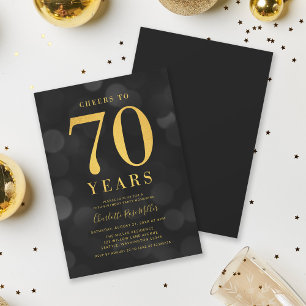 Dark Bokeh Gold Proost op 70 Jaar Verjaardagsfeest Kaart