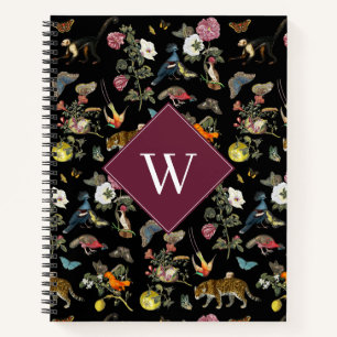  Dark Botanical Animals Forest Monogram Notitieboek