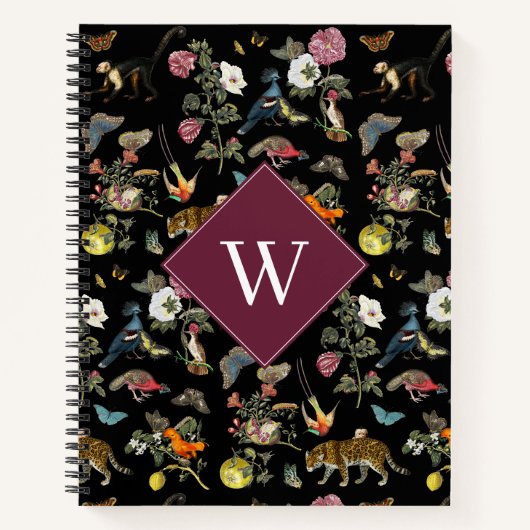  Dark Botanical Animals Forest Monogram Notitieboek (Voorkant)
