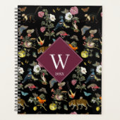 Dark Botanical Animals Forest Monogram Planner (Voorkant)