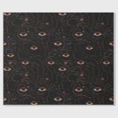 Dark Botanical Faces Wrapping Paper Cadeaupapier (Vlak)