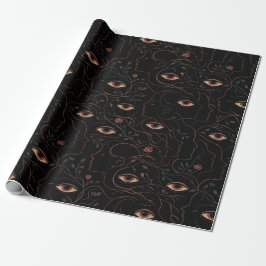 Dark Botanical Faces Wrapping Paper Cadeaupapier