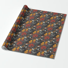 Dark Botanical Garden Floral Wrapping Paper Cadeaupapier