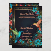 Dark Botanical Hummingbird Theme Kaart (Voorkant / Achterkant)