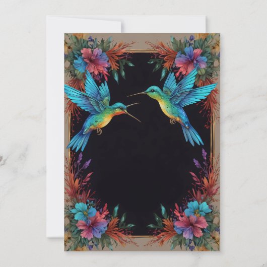 Dark Botanical Hummingbird Theme Kaart (Achterkant)