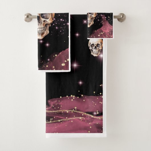 Dark Brilliant Skull Badkamer Handdoek Set (Insitu)