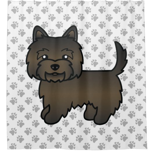 Dark Brindle Cairn Terrier Cute Cartoon Dog Douchegordijn (Voorkant)