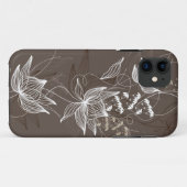 Dark Brown Floral Pattern Case-Mate iPhone Case (Achterkant (horizontaal))