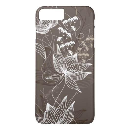 Dark Brown Floral Pattern Case-Mate iPhone Case (Achterkant)
