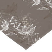 Dark Brown Floral Pattern Korte Tafelloper (Hoek)