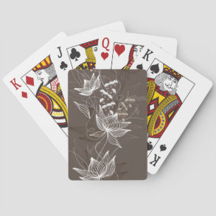 Dark Brown Floral Pattern Speelkaarten