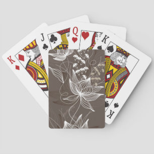 Dark Brown Floral Pattern Speelkaarten