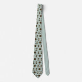 Dark Brown Micro Floral Sage Green Tie Stropdas (Voorkant)