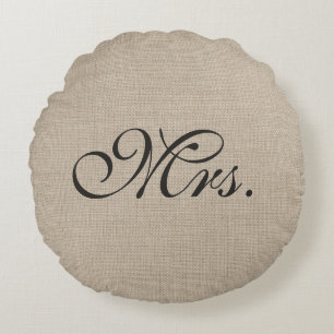 Dark Brown Mrs Burlap Round Sierkussen Rond Kussen
