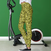 Dark Brown Pastel Grey Yellow Glitter Pattern Gift Leggings