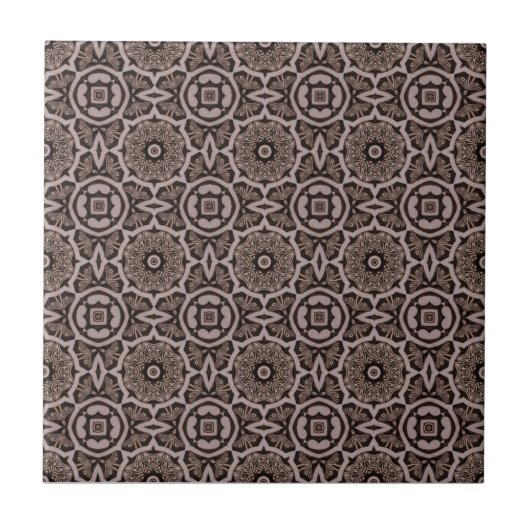 Dark Brown Tribal Carvings Ceramic Tile Tegeltje (Voorkant)