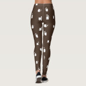 Dark Brown White Animals Pets Kittens Cats Pattern Leggings (Achterkant)