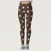 Dark Brown White Animals Pets Kittens Cats Pattern Leggings (Voorkant)