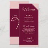 Dark Burgundy Light Pink Flat Menu (Devant / Derrière)