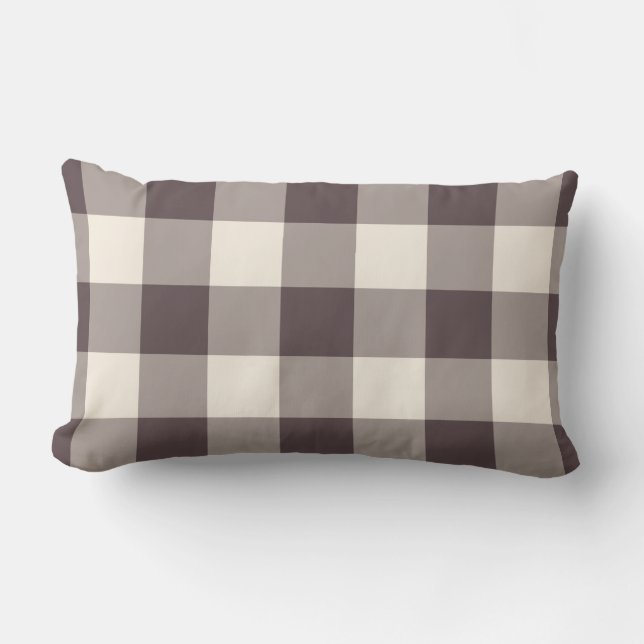 Dark Burgundy Off-White Gingham Pattern Gecontkere Kussen (Voorkant)
