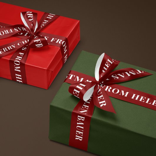 Dark Burgundy Red Simple Text Merry Christmas Gift Lint