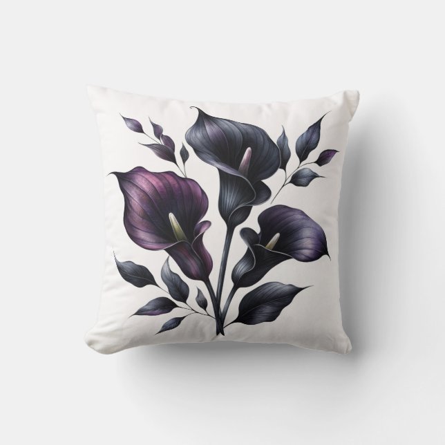 Dark Calla Lily Throw Pillow Kussen (Voorkant)