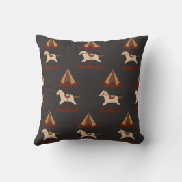 Dark Carousel Horse Pattern Throw Pillow Kussen