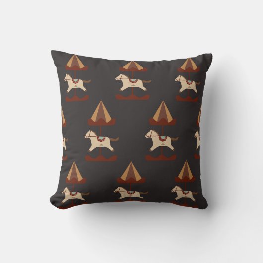 Dark Carousel Horse Pattern Throw Pillow Kussen (Voorkant)