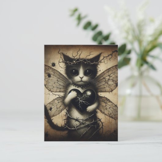 Dark Cat Fairy Briefkaart (Staand voorkant)