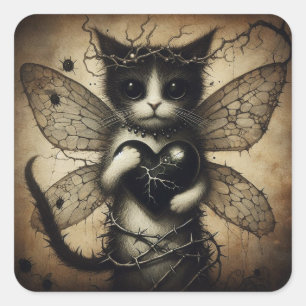 Dark Cat Fairy Vierkante Sticker