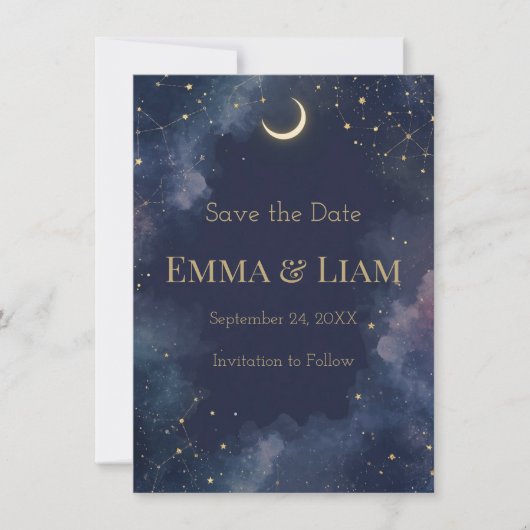 Dark Celestial Save the Date | Crescent Moon (Voorkant)