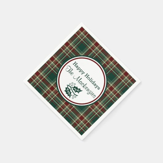 Dark Christmas Plaid Pattern Custom Servet (Hoek)