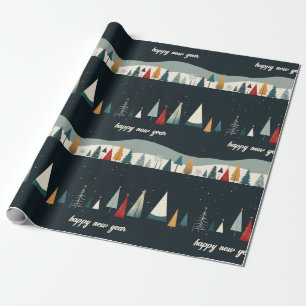 Dark Christmas Tree Pattern Wrapping Paper Cadeaupapier