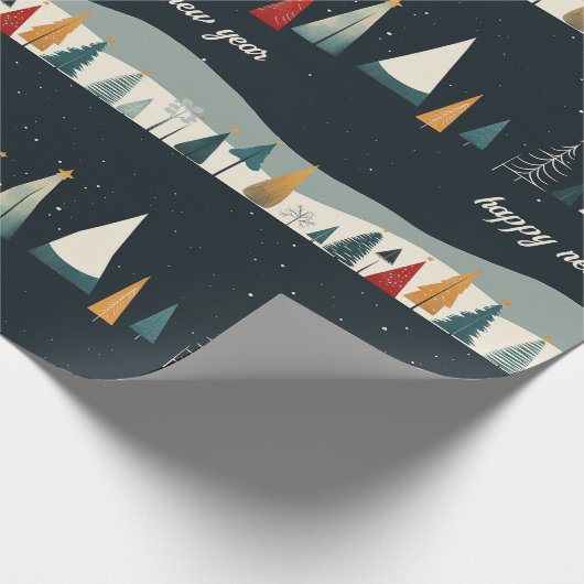 Dark Christmas Tree Pattern Wrapping Paper Cadeaupapier (Hoek)