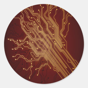 Dark Circuit Board Ronde Sticker