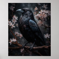 Dark Cottagecore Black Crow Art Imprimer Poster