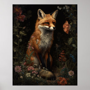Dark Cottagecore Red Fox Art Imprimer Poster