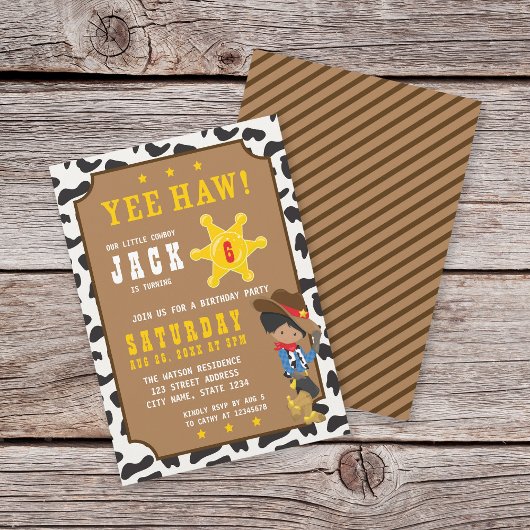 Dark Cowboy Wild West Invitation Anniversaire