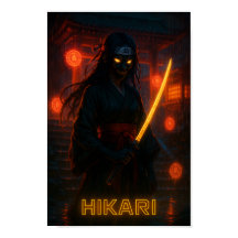 Dark Cyberpunk Anime Girl met een gloeiende Katana