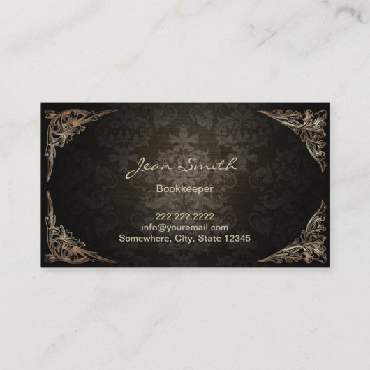  Dark Damask Bookkeeper Visitekaartje (Voorkant)