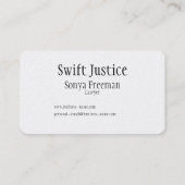 Dark Deco Lady of Justice Visitekaartje (Achterkant)