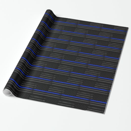 Dark Disted Police Style American Flag Cadeaupapier (Uitgerold)