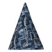 Dark Distressed Denim Patchwork And Braids Feesthoedjes (Rechts)