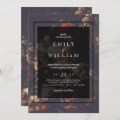 Dark Dramatic Moody Autumn Floral Wedding Kaart (Voorkant / Achterkant)
