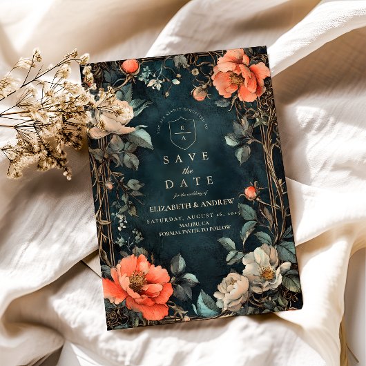 Dark Elegance bruiloft thema Save The Date