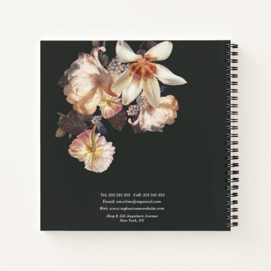 Dark Elegance Floral Personalized Notitieboek (Achterkant)
